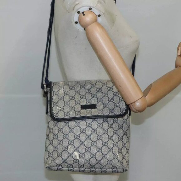 GUCCI GG Supreme Shoulder Bag PVC Navy - Picture 1 of 16